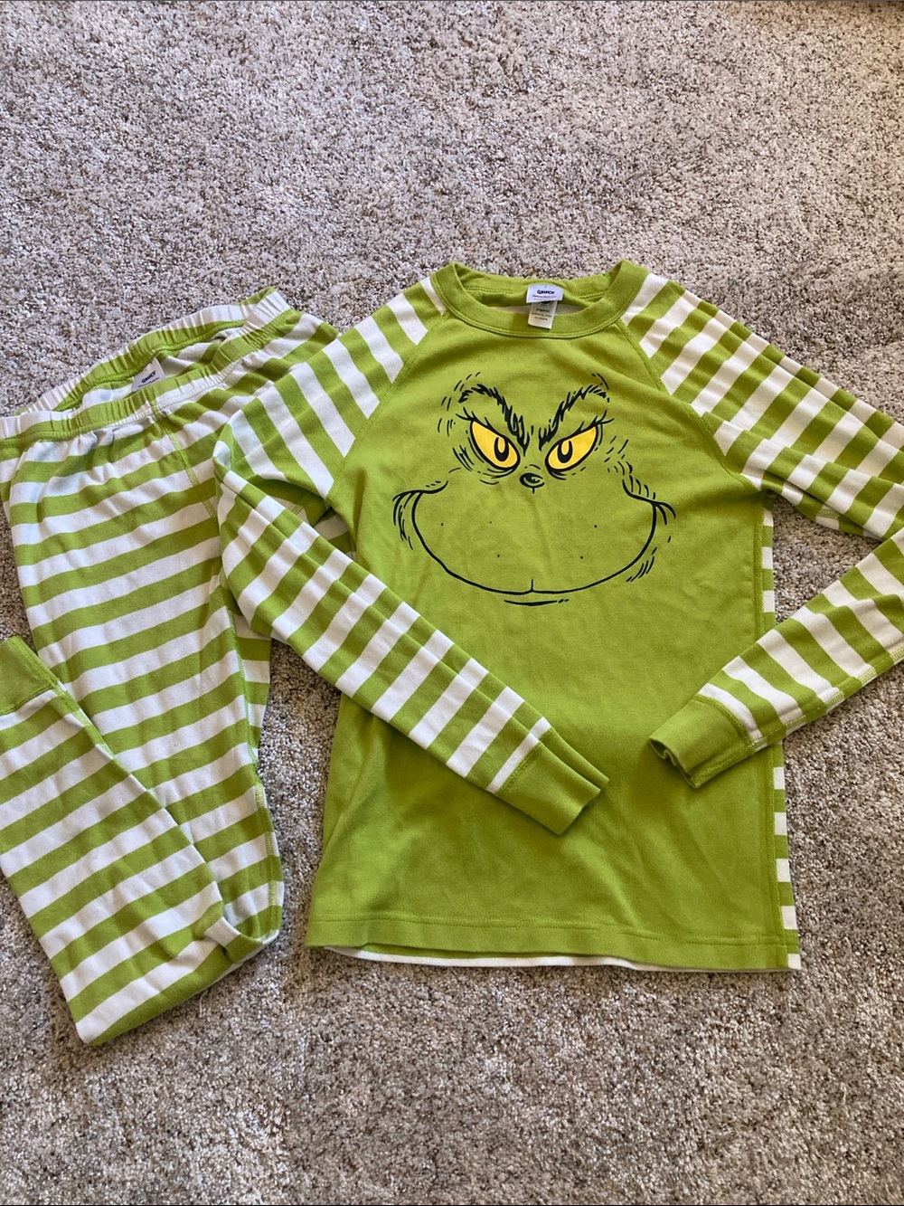 Hanna Andersson Grinch Adult Pjs Pajama Christmas Striped Size Unisex Small Set
